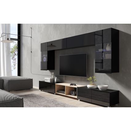 TV столик PAVO 37x100 см глянцевий чорний/матовий чорний