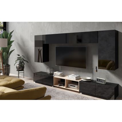 TV столик PAVO 37x100 см глянцевий чорний/матовий чорний
