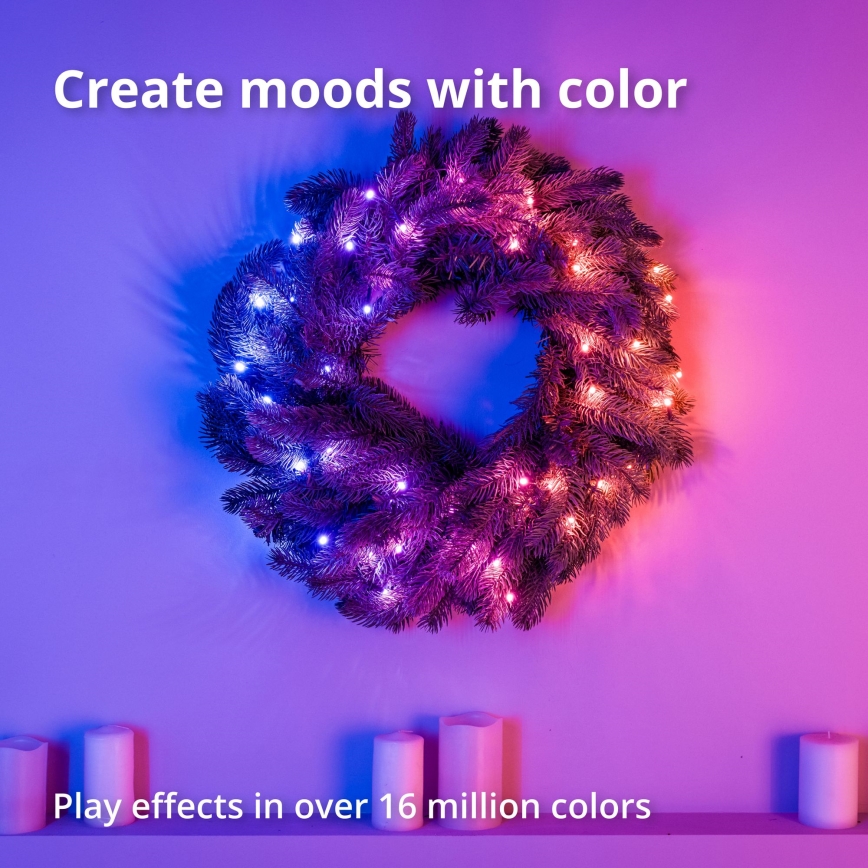 Twinkly - LED RGB Різдвяний вінок з регулюванням яскравості 50xLED діаметр 60 см Wi-Fi