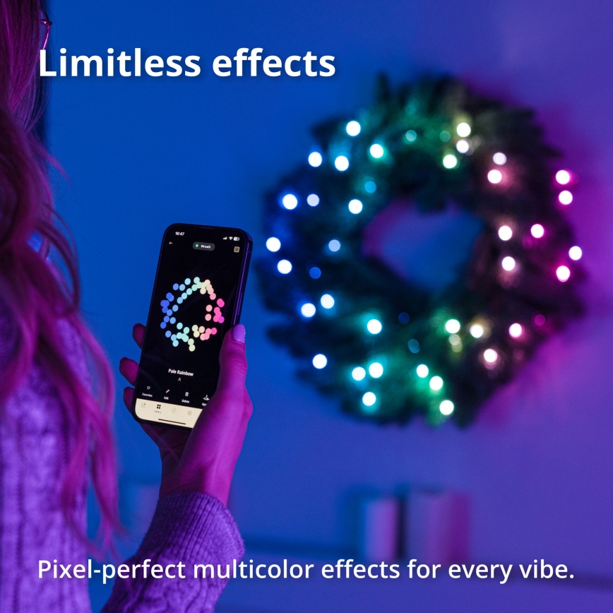 Twinkly - LED RGB Різдвяний вінок з регулюванням яскравості 50xLED діаметр 60 см Wi-Fi