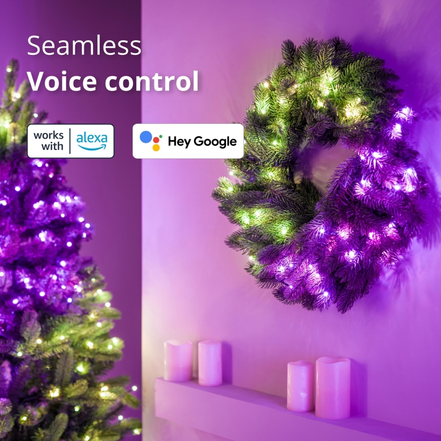 Twinkly - LED RGB Різдвяний вінок з регулюванням яскравості 50xLED діаметр 60 см Wi-Fi