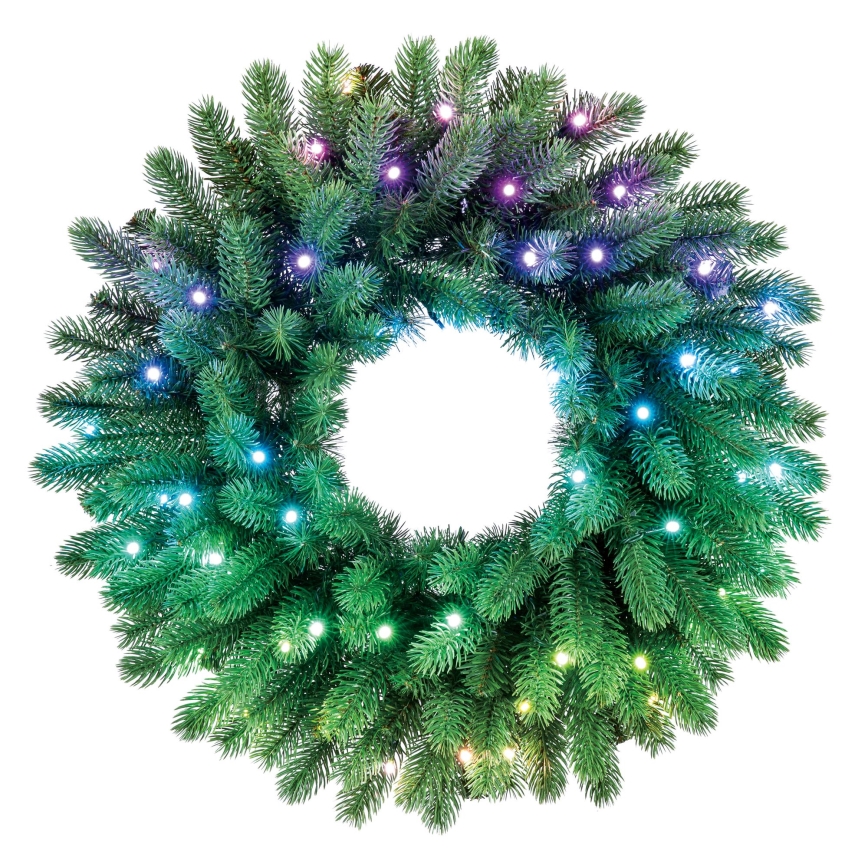 Twinkly - Светодиодный RGB регулируемый рождественский венок 50xLED, диаметр 60 см, Wi-Fi