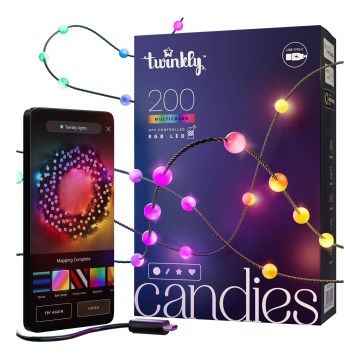 Twinkly - LED RGB з регулюванням яскравості різдвяна гірлянда CANDIES 200xLED 14 м USB Wi-Fi