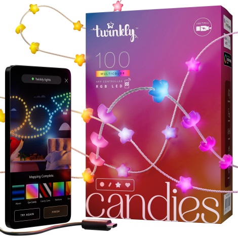 Twinkly - LED RGB з регулюванням яскравості різдвяна гірлянда CANDIES 100xLED 8 м USB Wi-Fi