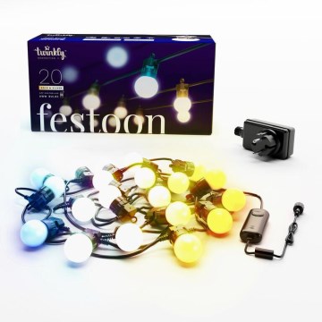 Twinkly - LED Вулична декоративна гірлянда з регулюванням яскравості FESTOON 20xLED 14м IP44 Wi-Fi