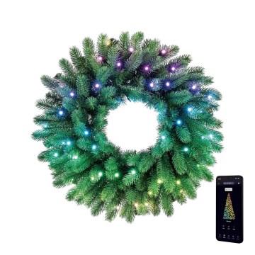 Twinkly - Светодиодный RGB регулируемый рождественский венок 50xLED, диаметр 60 см, Wi-Fi