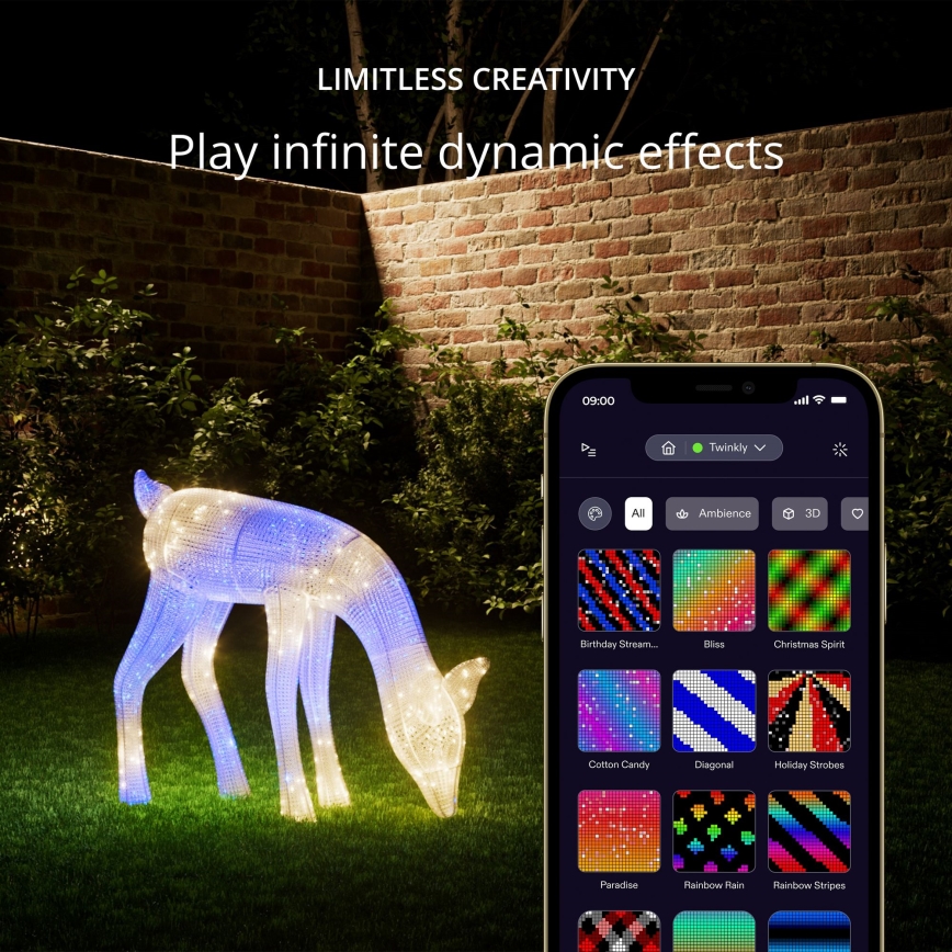 Twinkly - Светодиодный уличный рождественский RGBW-олень с регулированием яркости REINGEERS 160xLED IP44 Wi-Fi