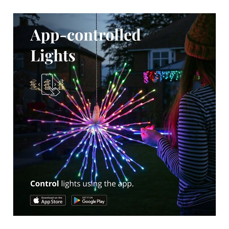 Twinkly - Светодиодная уличная RGB-пуансеттия с регулированием яркости SPRITZER 200xLED IP44 Wi-Fi