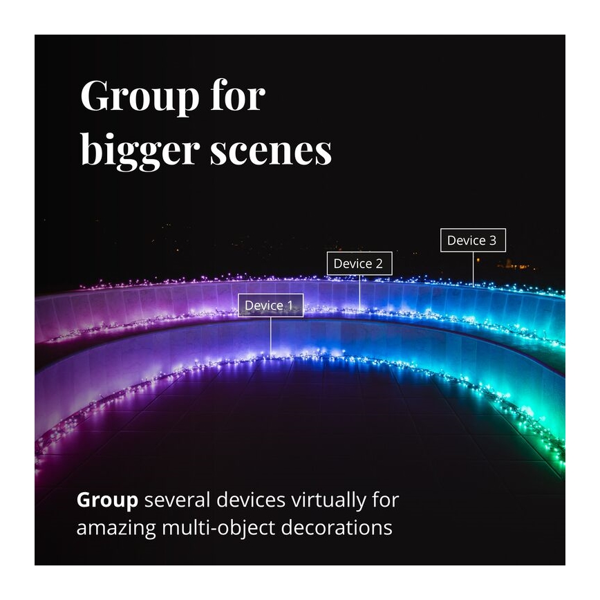 Twinkly - LED RGBW Вулична різдвяна гірлянда з регулюванням яскравості CLUSTER 400xLED 9,5м IP44 Wi-Fi