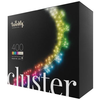 Twinkly - LED RGBW Вулична різдвяна гірлянда з регулюванням яскравості CLUSTER 400xLED 9,5м IP44 Wi-Fi