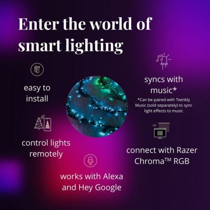 Twinkly - Светодиодная уличная RGBW-гирлянда с регулированием яркости CLUSTER 400xLED 9,5 м IP44 Wi-Fi