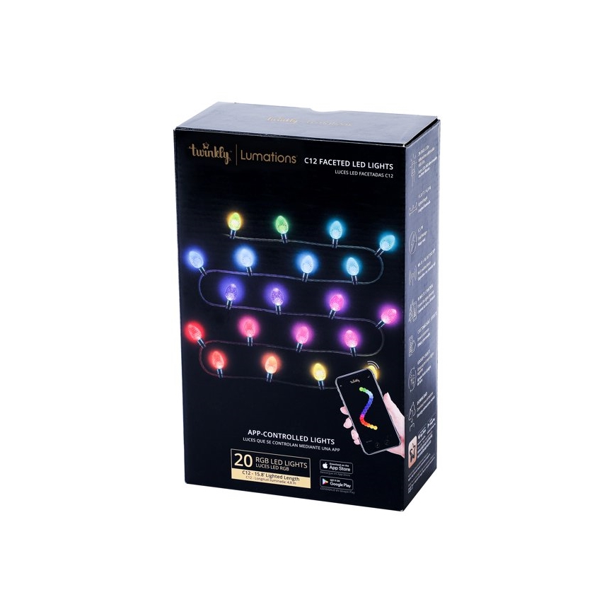 Twinkly - LED RGB Вулична різдвяна гірлянда  з регулюванням яскравості FACETED 80xLED 26,5 м IP44 Wi-Fi