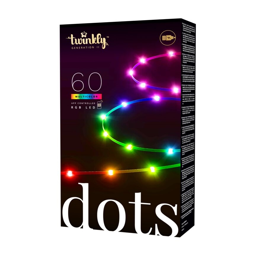 Twinkly - LED RGB Стрічка з регулюванням яскравості DOTS 60xLED 3 м Wi-Fi USB