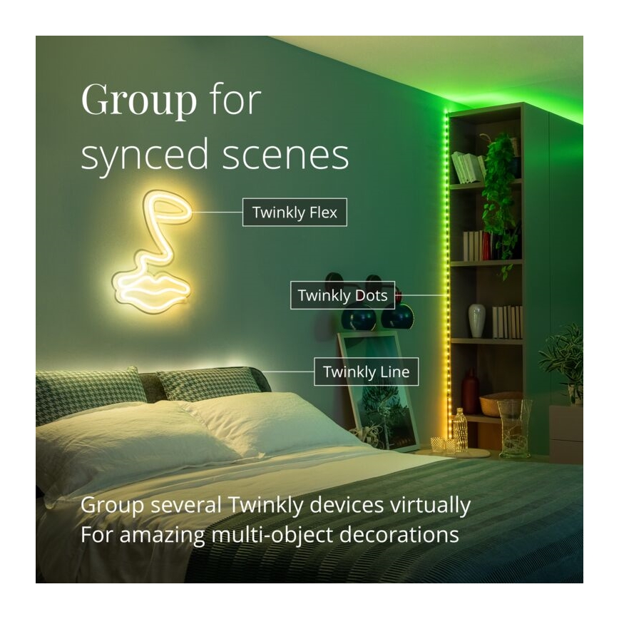 Twinkly - RGB світлодіодна вулична стрічка з димером DOTS 400 світлодіодів 20 м IP44 Wi-Fi