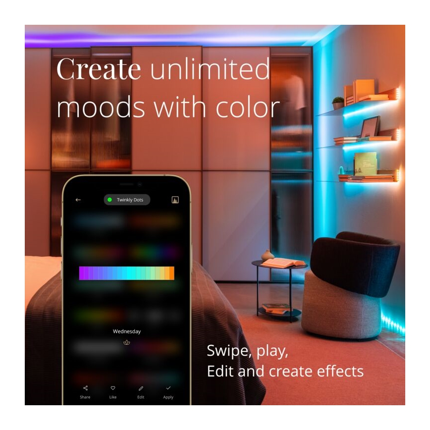 Twinkly - RGB світлодіодна вулична стрічка з димером DOTS 400 світлодіодів 20 м IP44 Wi-Fi