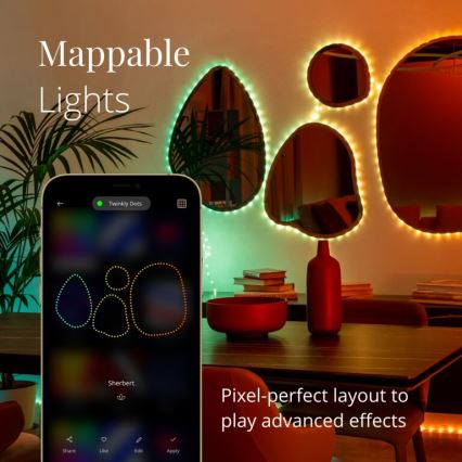 Twinkly - RGB світлодіодна вулична стрічка з димером DOTS 400 світлодіодів 20 м IP44 Wi-Fi