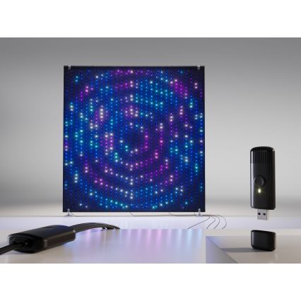 Twinkly - LED RGBW музична зовнішня світлова стіна LIGHTWALL 1120xLED 2,6x2,7 m IP44 Wi-Fi + музичний донгл з регульованою яскравістю