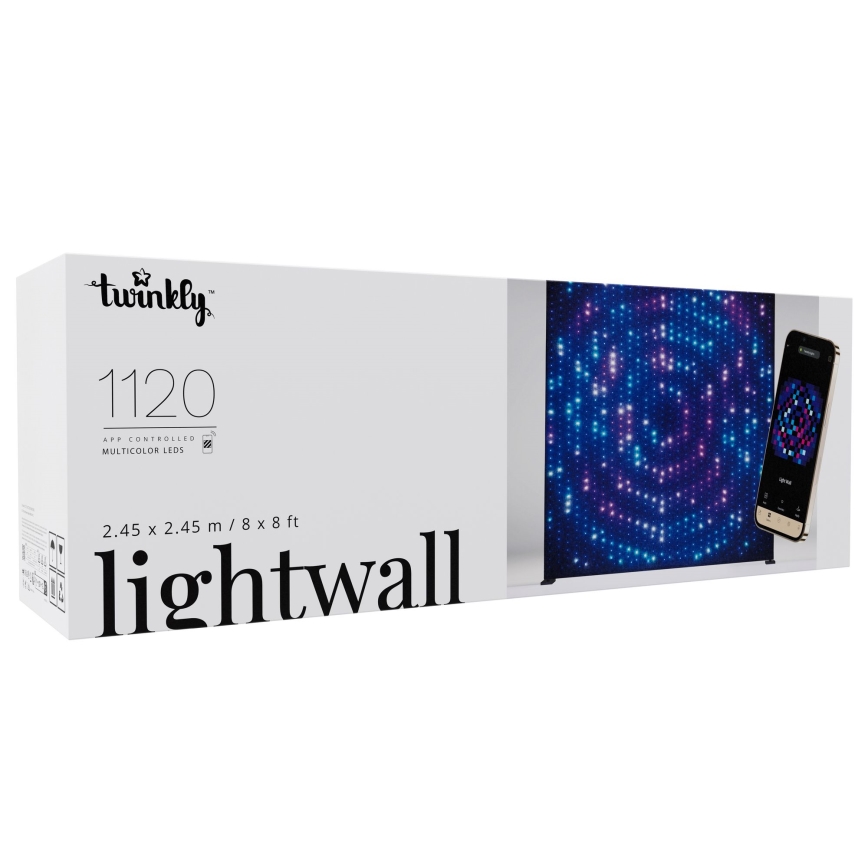 Twinkly - LED RGBW музична зовнішня світлова стіна LIGHTWALL 1120xLED 2,6x2,7 m IP44 Wi-Fi + музичний донгл з регульованою яскравістю