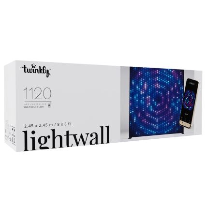 Twinkly - LED RGBW регульована зовнішня різдвяна гірлянда-штора LIGHTWALL 1120xLED 2,6x2,7 m IP44 Wi-Fi + музичний донгл