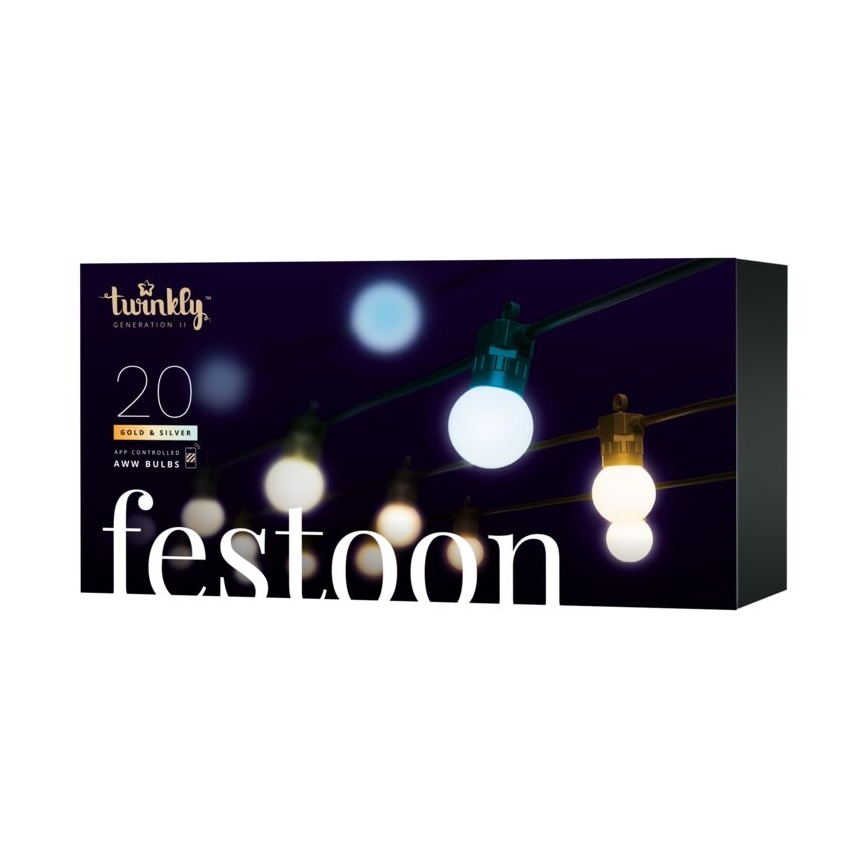 Twinkly - LED Вулична декоративна гірлянда з регулюванням яскравості FESTOON 20xLED 14м IP44 Wi-Fi