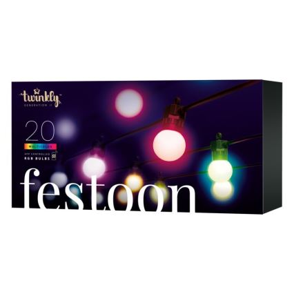Twinkly - LED RGB Вулична декоративна гірлянда з регулюванням яскравості FESTOON 20xLED 14м IP44 Wi-Fi