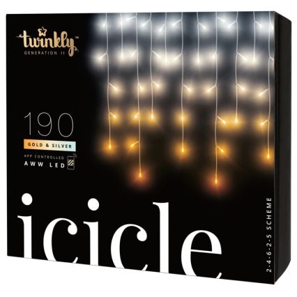 Twinkly - LED Вулична різдвяна гірлянда-штора з регулюванням яскравості ICICLE 190xLED 11,5м IP44 Wi-Fi
