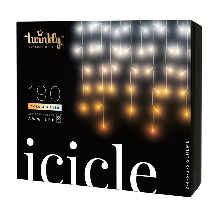 Twinkly - LED Вулична різдвяна гірлянда-штора з регулюванням яскравості ICICLE 190xLED 11,5м IP44 Wi-Fi