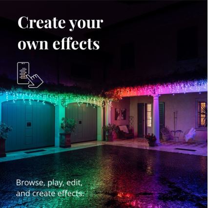 Twinkly - Светодиодная уличная рождественская RGB гирлянда-водопад с регулированием яркости ICICLE 190xLED 11,5 м IP44 Wi-Fi