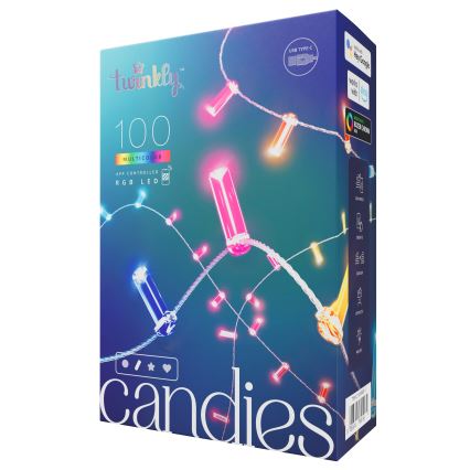 Twinkly - LED RGB з регулюванням яскравості різдвяна гірлянда CANDIES 100xLED 8 м USB Wi-Fi