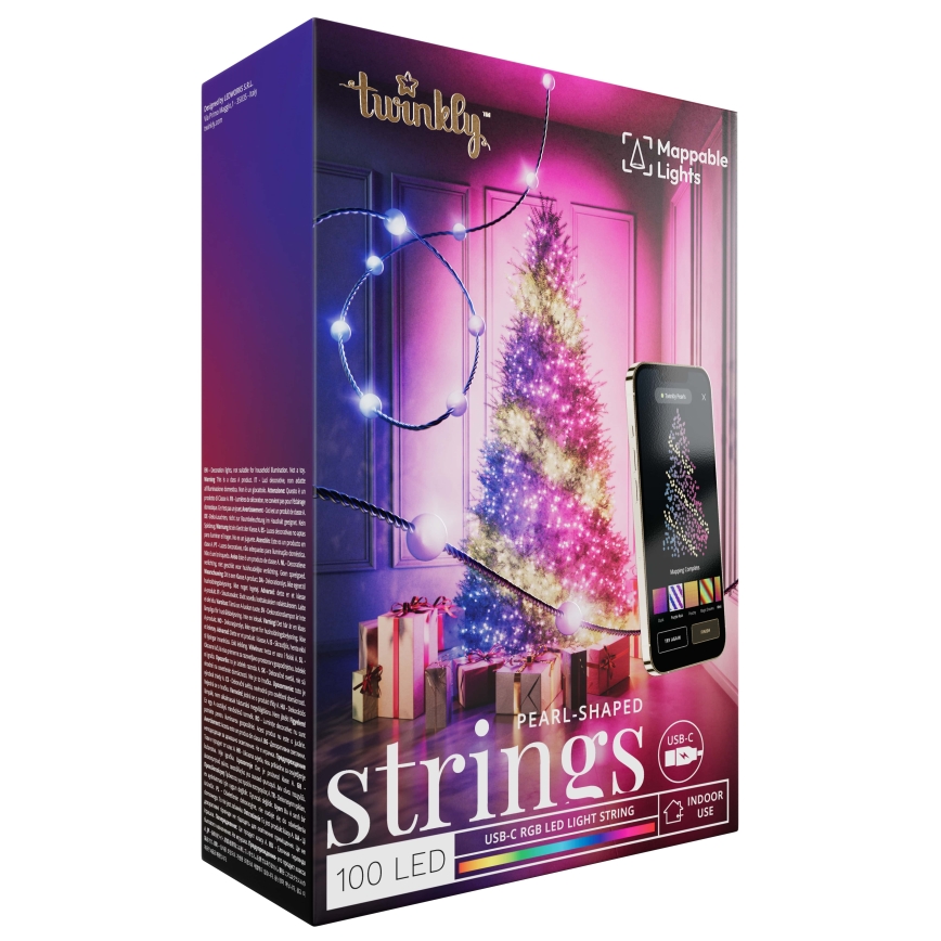 Twinkly - LED RGB Різдвяна гірлянда з регулюванням яскравості CANDIES 100xLED 8 м USB Wi-Fi