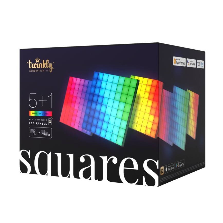 Twinkly - НАБІР 6xLED RGB Панель з регулюванням яскравості SQUARES 64xLED 16x16 см Wi-Fi