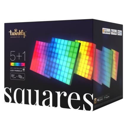 Twinkly - НАБОР 6x Светодиодная RGB-панель с регулированием яркости SQUARES 64xLED 16x16 см Wi-Fi