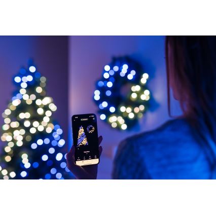 Twinkly - Светодиодный рождественский RGB-венок с регулированием яркости PRE-LIT WREATH 50xLED диаметр 61 см Wi-Fi