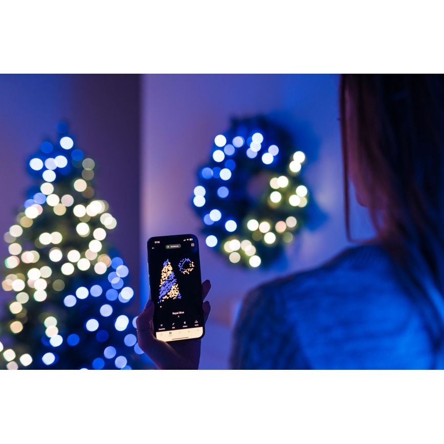 Twinkly - Светодиодный рождественский RGB-венок с регулированием яркости PRE-LIT WREATH 50xLED диаметр 61 см Wi-Fi