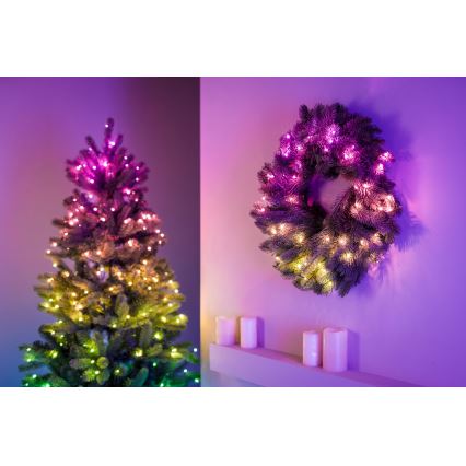 Twinkly - Светодиодный рождественский RGB-венок с регулированием яркости PRE-LIT WREATH 50xLED диаметр 61 см Wi-Fi