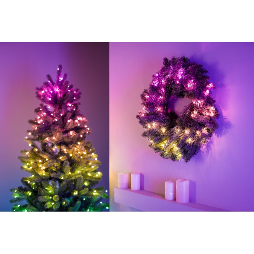 Twinkly - Светодиодный рождественский RGB-венок с регулированием яркости PRE-LIT WREATH 50xLED диаметр 61 см Wi-Fi