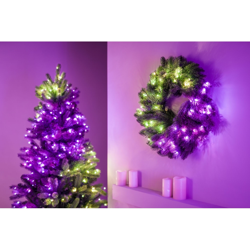 Twinkly - Светодиодный рождественский RGB-венок с регулированием яркости PRE-LIT WREATH 50xLED диаметр 61 см Wi-Fi