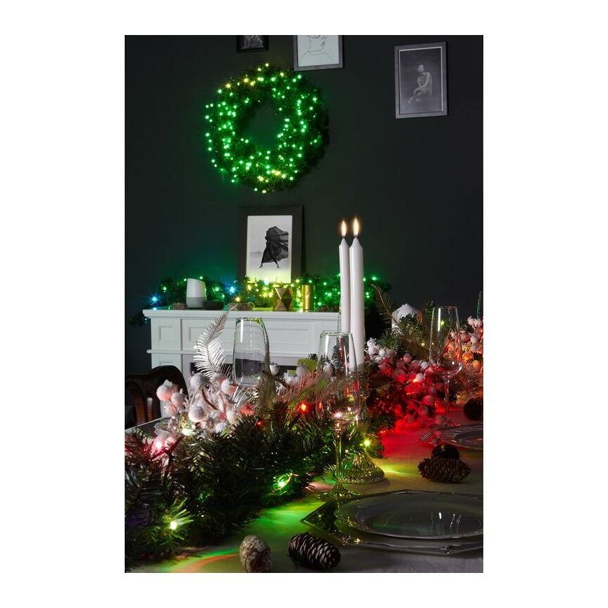 Twinkly - Светодиодный рождественский RGB-венок с регулированием яркости PRE-LIT WREATH 50xLED диаметр 61 см Wi-Fi