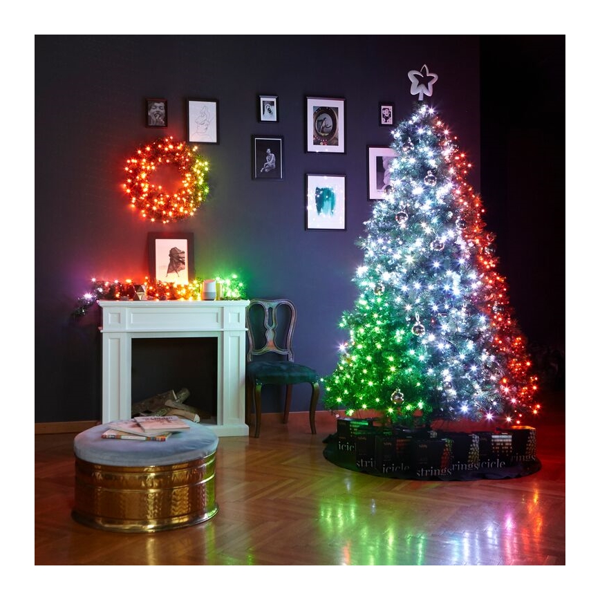 Twinkly - Светодиодный рождественский RGB-венок с регулированием яркости PRE-LIT WREATH 50xLED диаметр 61 см Wi-Fi