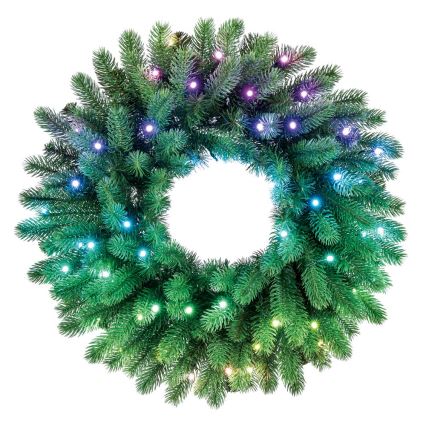 Twinkly - Светодиодный рождественский RGB-венок с регулированием яркости PRE-LIT WREATH 50xLED диаметр 61 см Wi-Fi