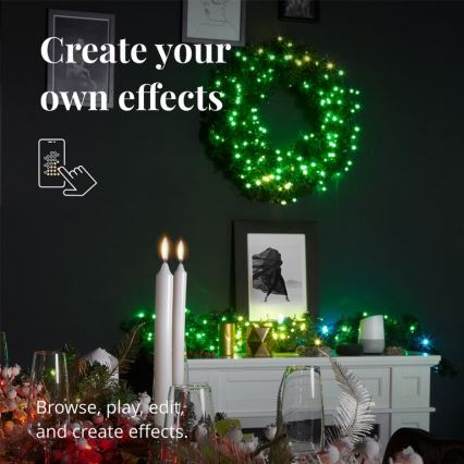 Twinkly - Светодиодный рождественский RGB-венок с регулированием яркости PRE-LIT WREATH 50xLED диаметр 61 см Wi-Fi