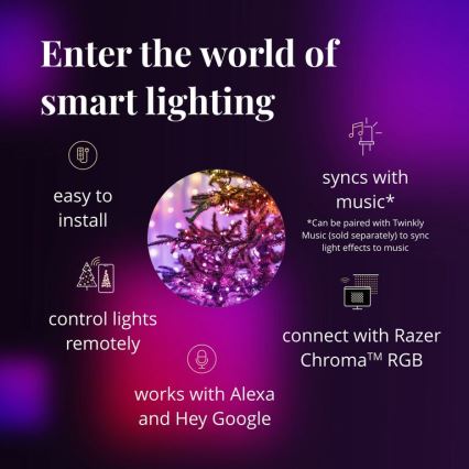 Twinkly - LED RGBW вулична різдвяна гірлянда з регулюванням яскравості STRINGS 250xLED 23,5м IP44 Wi-Fi