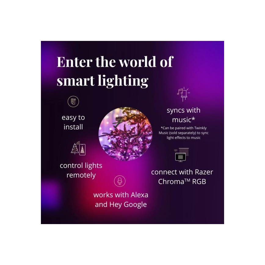 Twinkly - Светодиодная уличная рождественская RGBW-гирлянда с регулированием яркости STRINGS 250xLED 23,5 м IP44 Wi-Fi