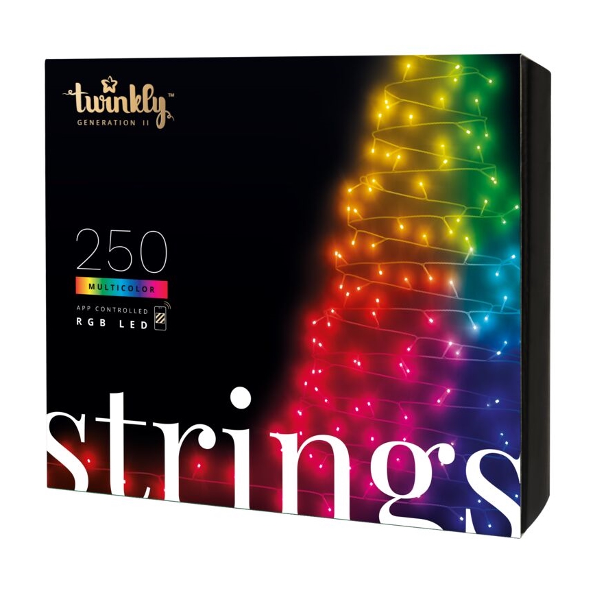 Twinkly - Вулична різдвяна RGB LED гірлянда з регулюванням яскравості STRINGS 250xLED 23,5м IP44 Wi-Fi