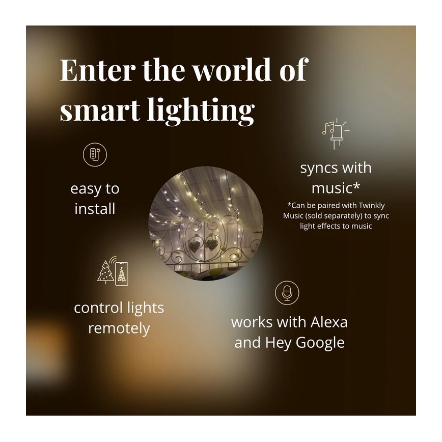 Twinkly - Светодиодная уличная рождественская гирлянда с регулированием яркости STRINGS 400xLED 35,5 м IP44 Wi-Fi