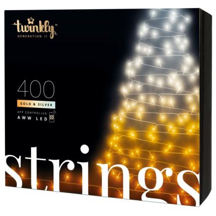 Twinkly - Вулична різдвяна RGB LED гірлянда з регулюванням яскравості STRINGS 400xLED 35,5м IP44 Wi-Fi
