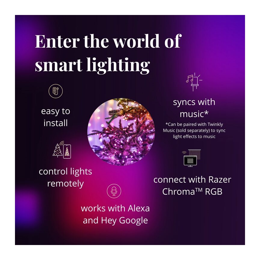 Twinkly - Светодиодная уличная рождественская RGBW-гирлянда с регулированием яркости STRINGS 400xLED 35,5 м IP44 Wi-Fi