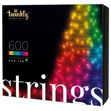 Twinkly - Светодиодная уличная рождественская RGB-гирлянда с регулированием яркости STRINGS 600xLED 51,5 м IP44 Wi-Fi