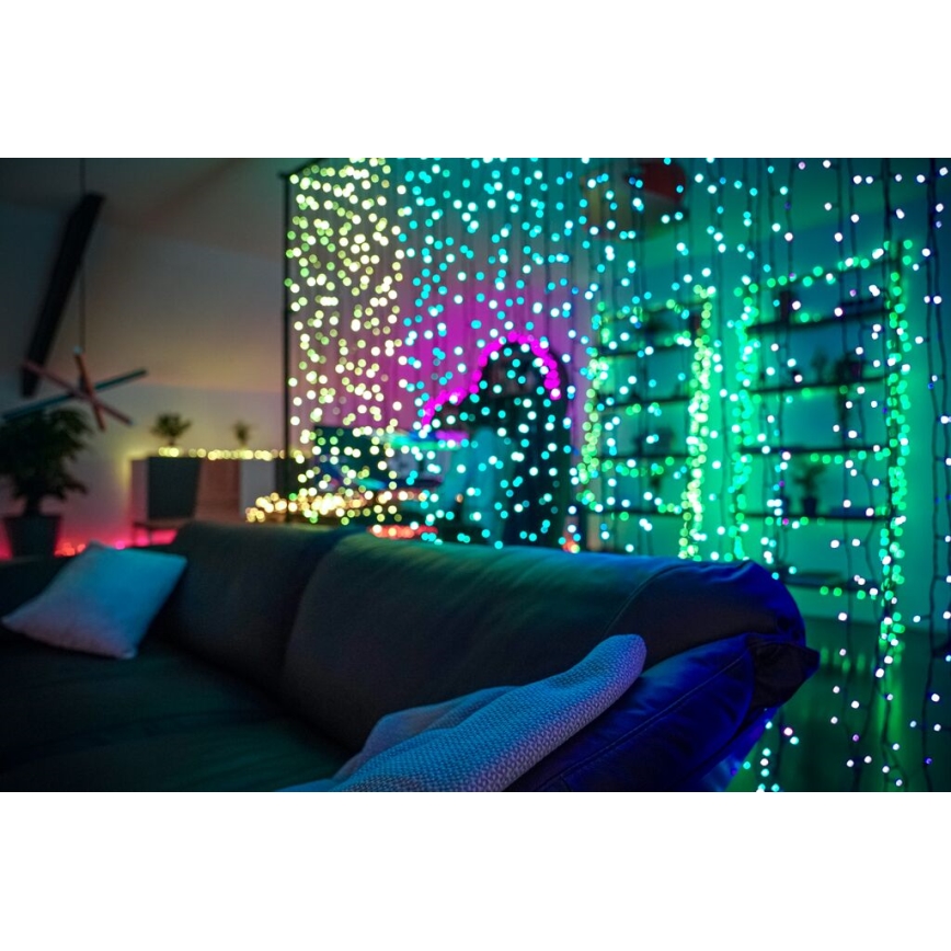 Twinkly - Світлодіодний RGBW димований зовнішній різдвяний занавіс CURTAIN 210xLED 6,1м IP44 Wi-Fi
