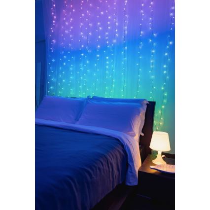 Twinkly - Світлодіодний RGBW димований зовнішній різдвяний занавіс CURTAIN 210xLED 6,1м IP44 Wi-Fi